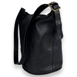 Vintage Black 9085 XL Duffle Feed Sac Legacy Coach Authentic Leather 