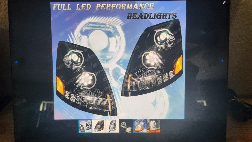 VOLVO VNL CUSTOM PROJECTOR STYLE HEADLIGHT ASSEMBLIES WI5H SEQUENTIAL TURN SIGNALS