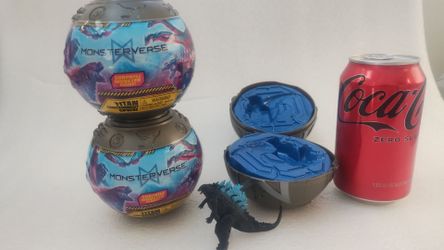 Monsterverse TITAN containment spheres 2 NEW 1 open with Godzilla ( selling all 3 together )