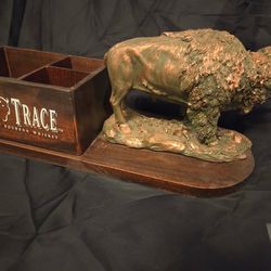 Buffalo Trace Bar Caddy Napkins Stirrers Bronze Buffalo