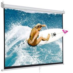 120" Projector Screen Manual Pull Down,

1:1 Indoor Outdoor Projection Screen

Moive Screen, Retractable Video Screen for Home Theater Office (120" Wh