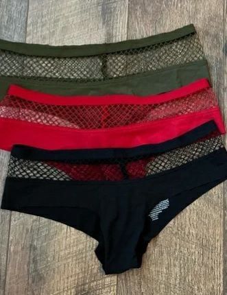 X3 NWOT NEW VICTORIA'S SECRET VERY SEXY MESH RED BLACK FOREST GREEN FISHNET BOYSHORT CHEEKY PANTIES SIZE SMALL