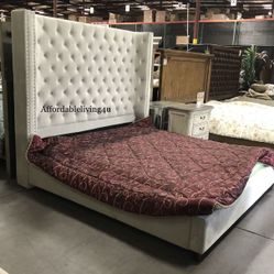 Cal King Ivory Velvet Bed Frame Brand New In Box