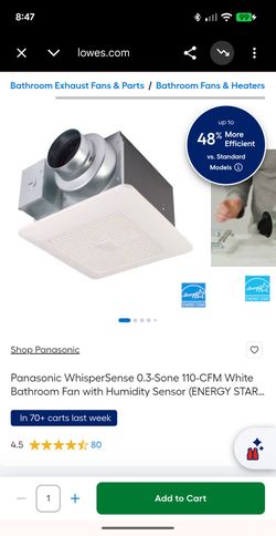Panasonic WhisperSense Bathroom Fan with Humidity Sensor
