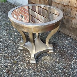 Mirrored Silver Wood Side Table