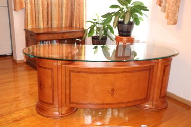 Stunning exclusive Antique Wooden Desk With Glass panel