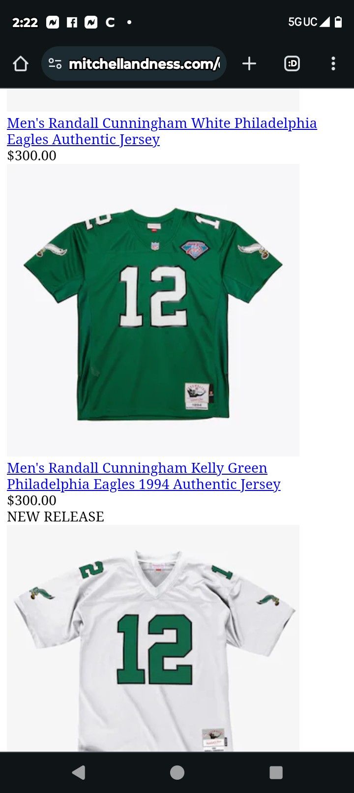 Randall Cunningham - Mitchell & Ness Jersey. Never Worn. Brand New
