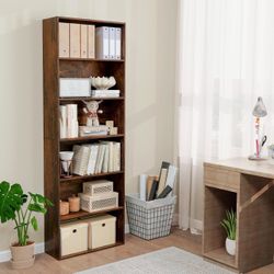 6-Tier Bookcase, 70” Tall Freestanding Bookshelf with 6 Open Shelves, Anti-Toppling Kits, Floor Display Storage Organizer for Living Room, Study, Kitc