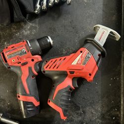 Milwaukee Drill And Hackzall + Battery 