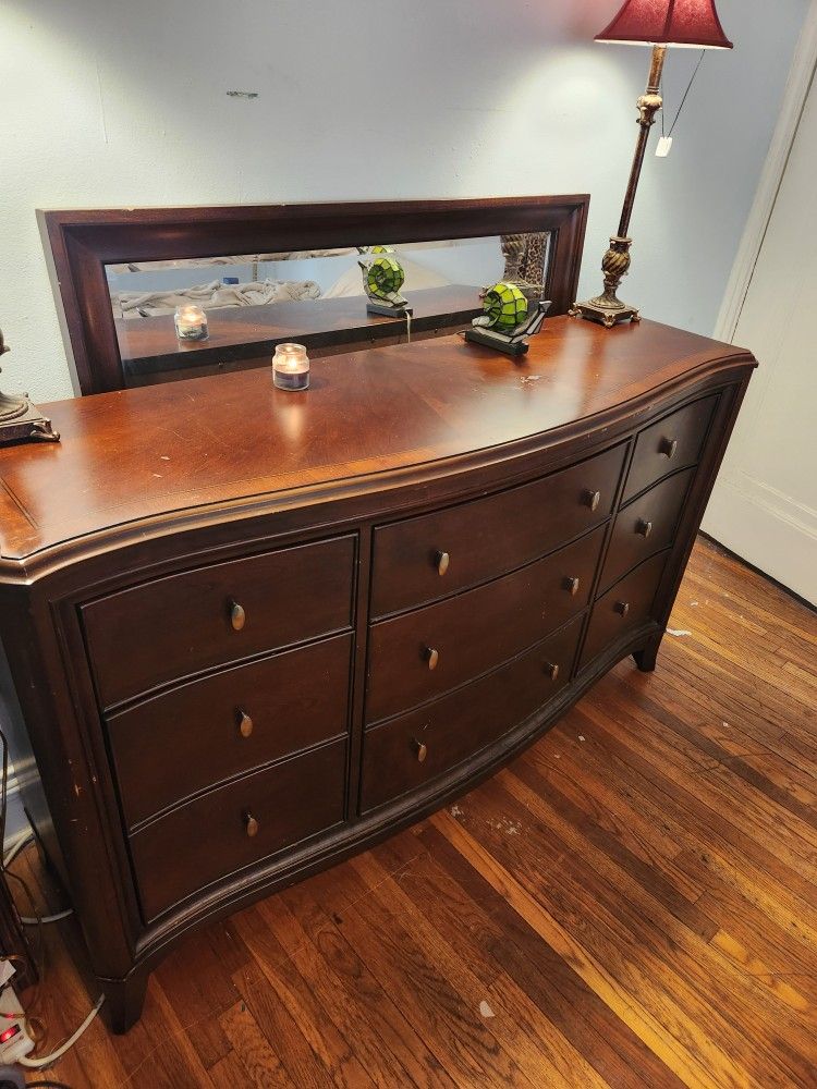 Wood Dresser And Chest Set