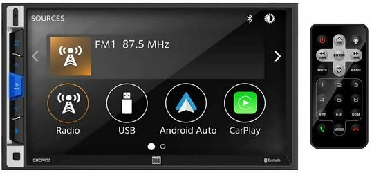 Car Multimedia Receiver with Apple CarPlay and Android Auto with Gravity Magnet Phone Holder Bundle/ bluetooth