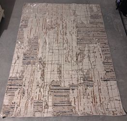 Large Abstract Area Rug Cream Beige Brown