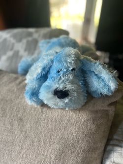 Peek a Boo Toys blue shaggy plush puppy dog