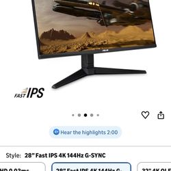Asus 28” Monitor 4k / Table /speakers 