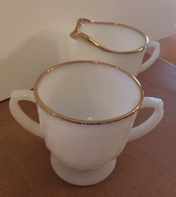 Fire King Vintage 60's Creamer and Sugar Bowl