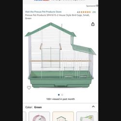 Prevue Pet Products SP41615-2 House Style Bird Cage, Small, Green