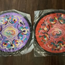 Chinese Style Round Machine Embroidered Fabric Coasters