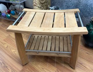 Wholesale Teak Furniture 24"x17" Grade A Teak Wood Shower/Bath Room/Pool Bench with Shelf
