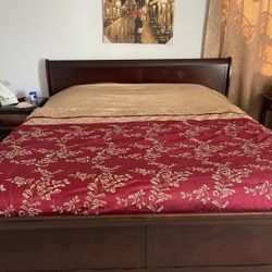 King Size Bedroom Set Mattresses Bed Frame Dresser With Mirror 1 Night Stand 