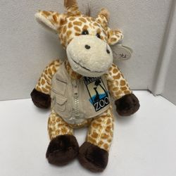 Santa Barbara Zoo Plush Giraffe Stuffed Animal Plush Toy 10” With Vest - New