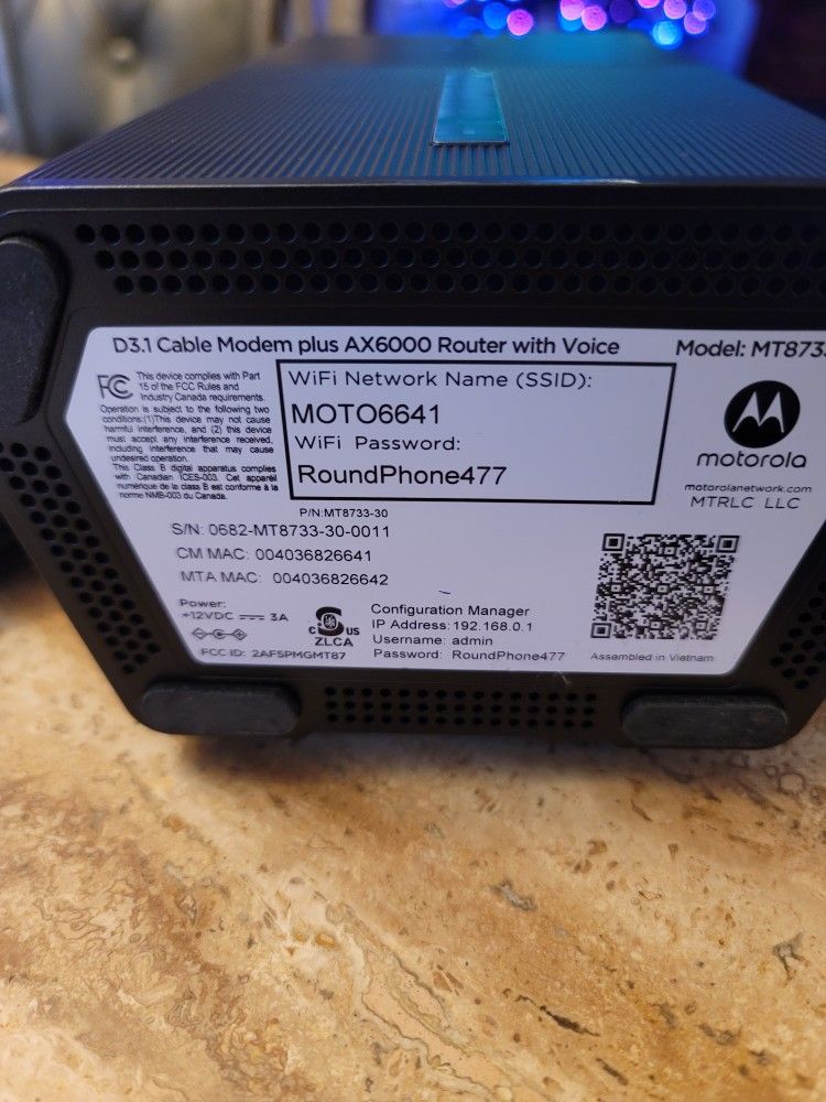 Motorola MT8733 32x8 Docsis 3.1 Modem