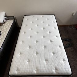 Gently Used Ikea Twin Bed, Bed Base With Zinus 12inch Spring Hybrid Mattress