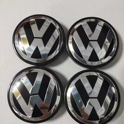 OEM Golf Passat Jetta Chrome & Black 55mm Center Cap for Volkswagen VW SET x4 VW 56