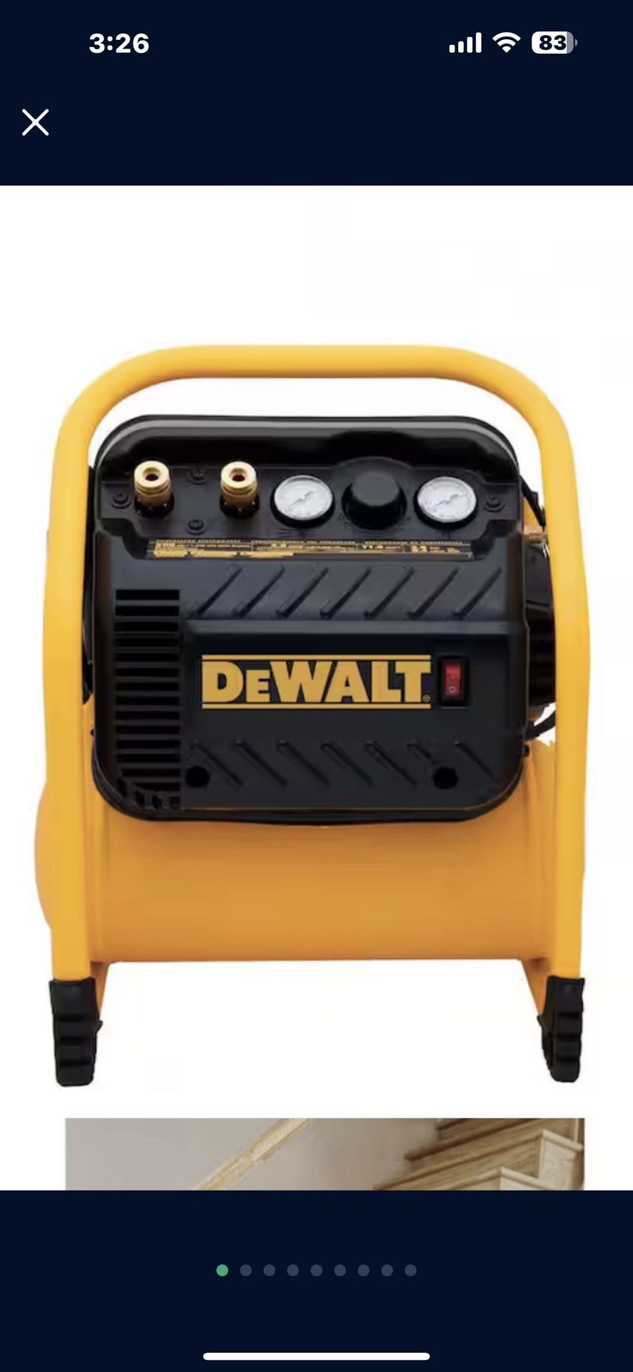 DEWALT AIR COMPRESSOR FOR TRIM, 200-PSI MAX, QUIET OPERATION 