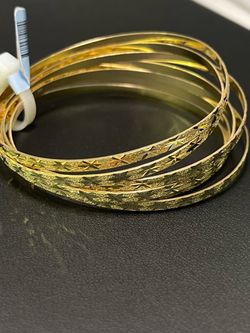 14k gold bangle 7 days bracelet set