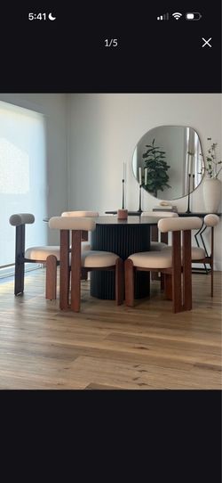 60” Round black wood table