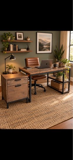 Office table with file cabinet arhaus brand furniture