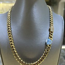 14KT GOLD CUBAN CHAIN, CHOKER 