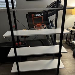 4 Tier Metal Book Shelf Frame  With Composite Wood Shelves