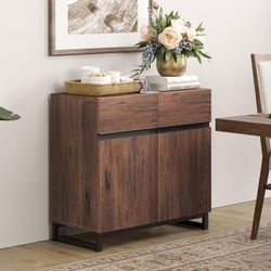WAMPAT Sideboard Buffet Cabinets, Modern Sideboard with Adjustable Shelf and Metal Base