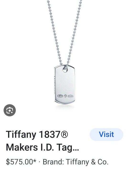 Tiffany 1837 Makers ID Tag Pendant in Sterling Silver, 24