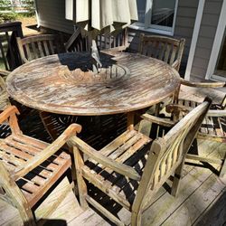 Teak Patio Table and 6 Chairs