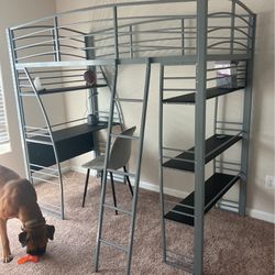 2  Bunk Beds With Desks And Shelves