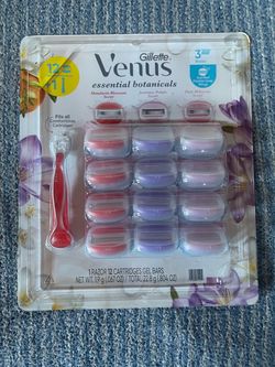 NEW Gillette Venus Essential Botanicals – 1 Razor + 12 Cartridges – Sealed