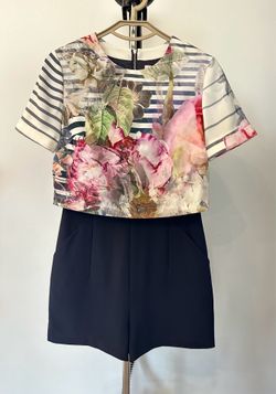 BRAND NEW with tag! Ted Baker "Intia" Pure Peony Floral Stripe Romper (Playsuit)