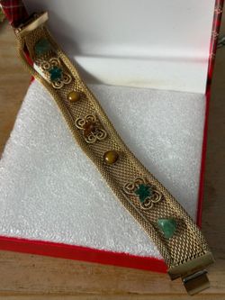 Pulsera gold filled tejida piedras joyerÃa antigua