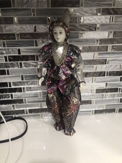Vintage Porcelain Doll Dressed In Jumpsuit
