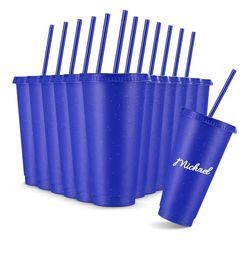 24 Glitter Cups with Lids & Straws 24 oz Plastic