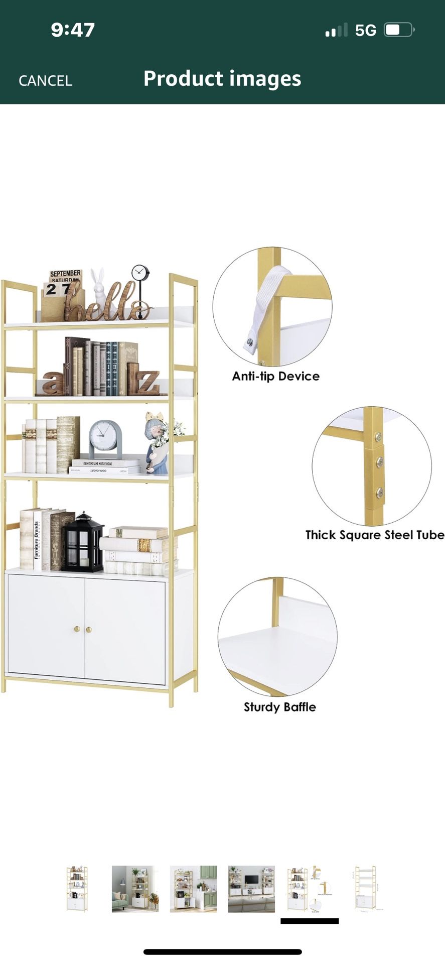 White & Gold Bookcase