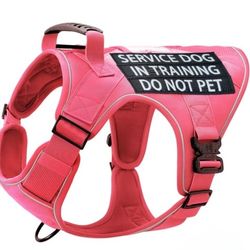 NEW Reflective Tactical Pink Service Dog Training Vest Harness for Med/Large 