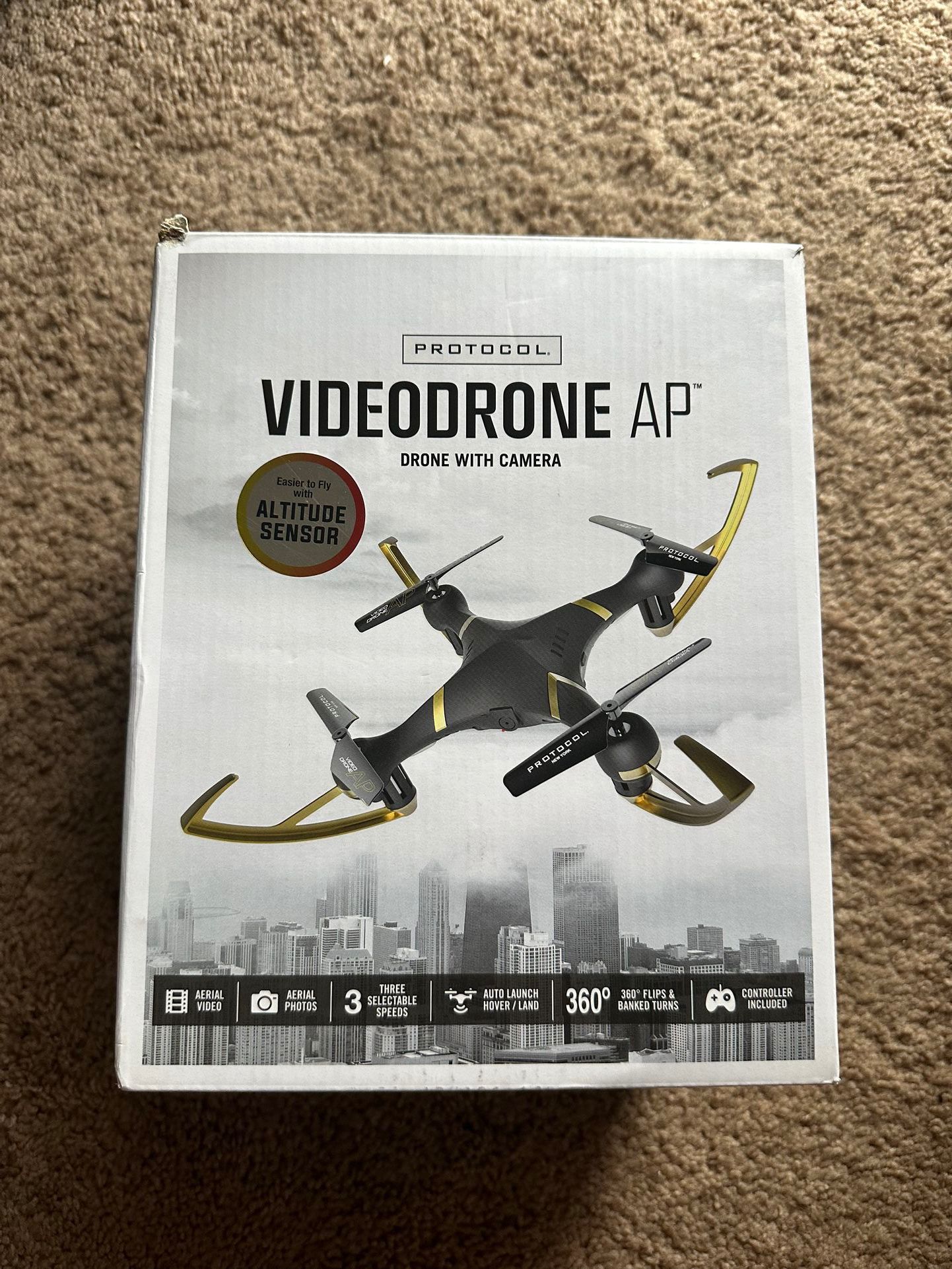 Protocol VideoDrone AP Drone with Camera, Remote Control, Black/Gold No Charger