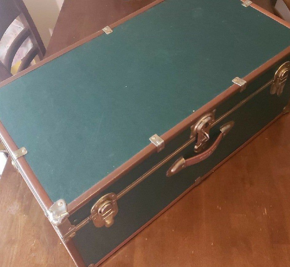 Vintage Victoria Seward Trunk Green With Gold Latches