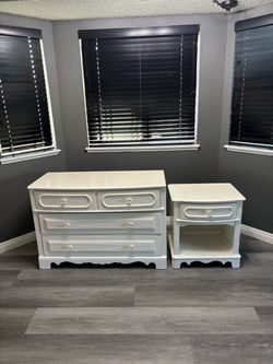White Dresser with Mirror and Nighstand Set