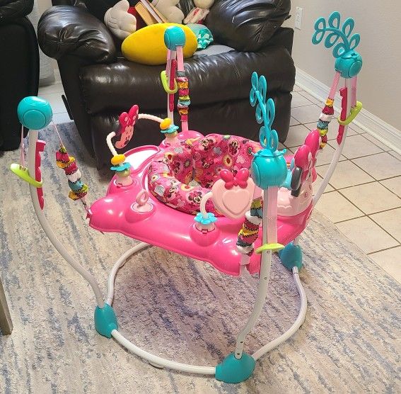 Bright Starts Disney Baby MINNIE MOUSE PeekABoo Baby Activity Center Jumper with 8 Toys, Lights & So