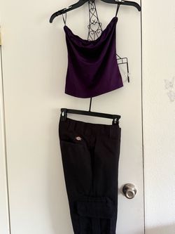 Brand new Dickies cargo black pants - deep purple tube-top