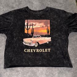 Black Adult T-Shirt Cropped Top Size XL